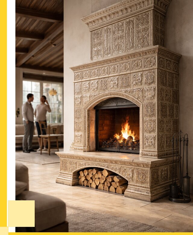 Купить изразцовый камин в Куйбышеве от 259225 р. | ЭриданКбш