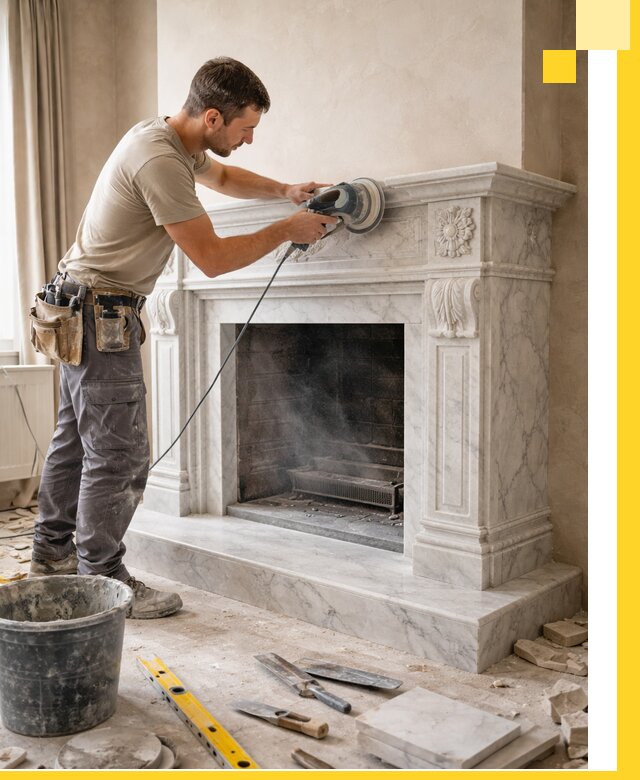 Изготовление и установка мраморных каминов в Куйбышеве под ключ