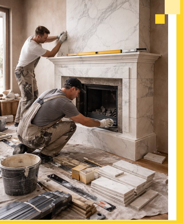 Отделка каминов в Куйбышеве качественные облицовочные работы