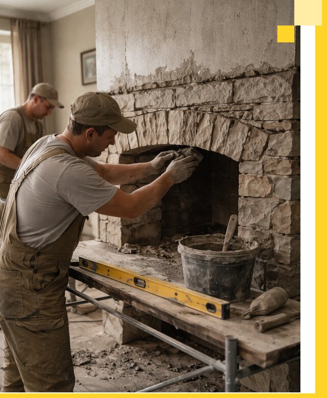 Изготовление каминов под ключ в Куйбышеве, монтаж и отделка