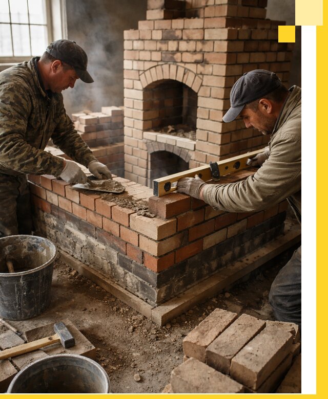 Изготовление и монтаж печей и каминов из кирпича в Куйбышеве