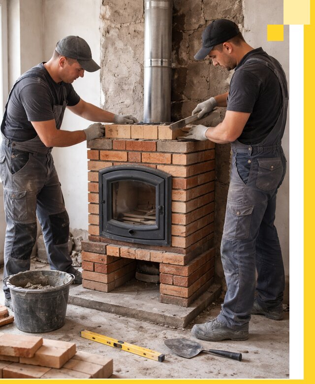 Монтаж печи камина под ключ в Куйбышеве с гарантией и пусконаладкой