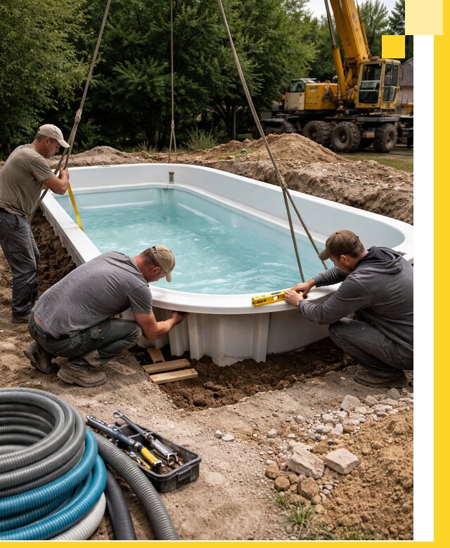 Установка и монтаж композитных бассейнов под ключ в Куйбышеве