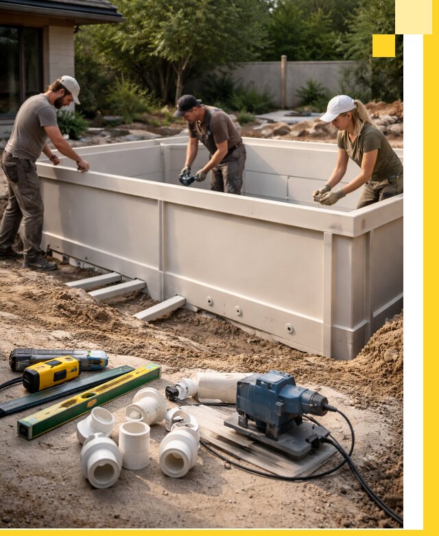 Установка полипропиленовых бассейнов под ключ в Куйбышеве