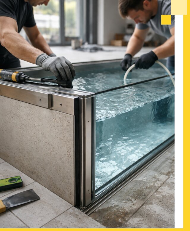 Проектирование и монтаж стеклянных бассейнов в Куйбышеве