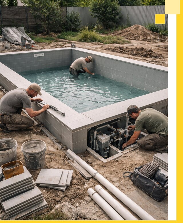 Строительство и монтаж бассейнов для дачи под ключ в Куйбышеве