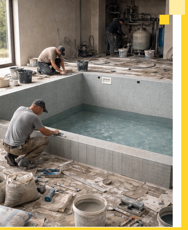 Строительство и монтаж бассейнов в помещении в Куйбышеве