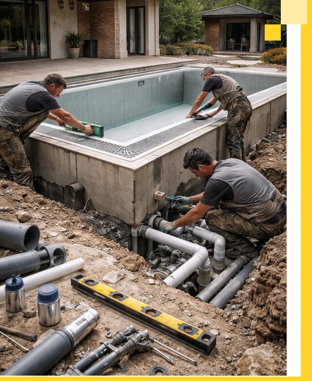 Строительство переливных бассейнов в Куйбышеве под ключ