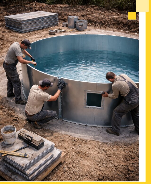 Круглые бассейны под ключ в Куйбышеве проектирование и монтаж