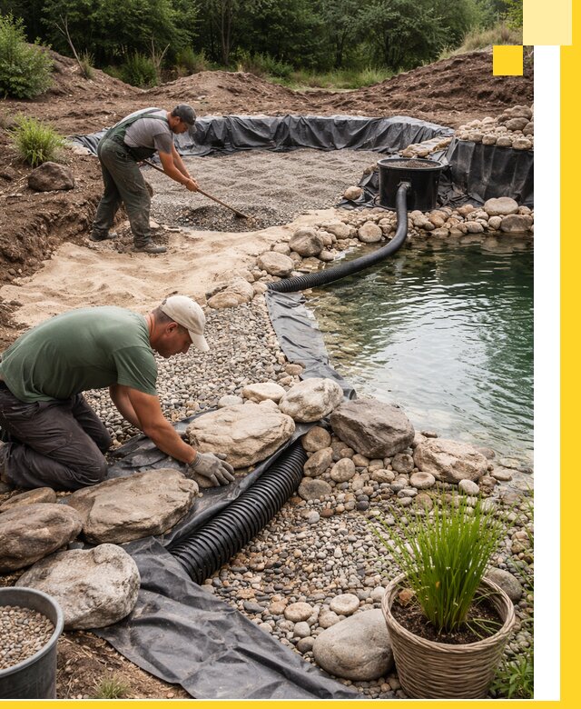 Строительство природных бассейнов и озер в Куйбышеве под ключ