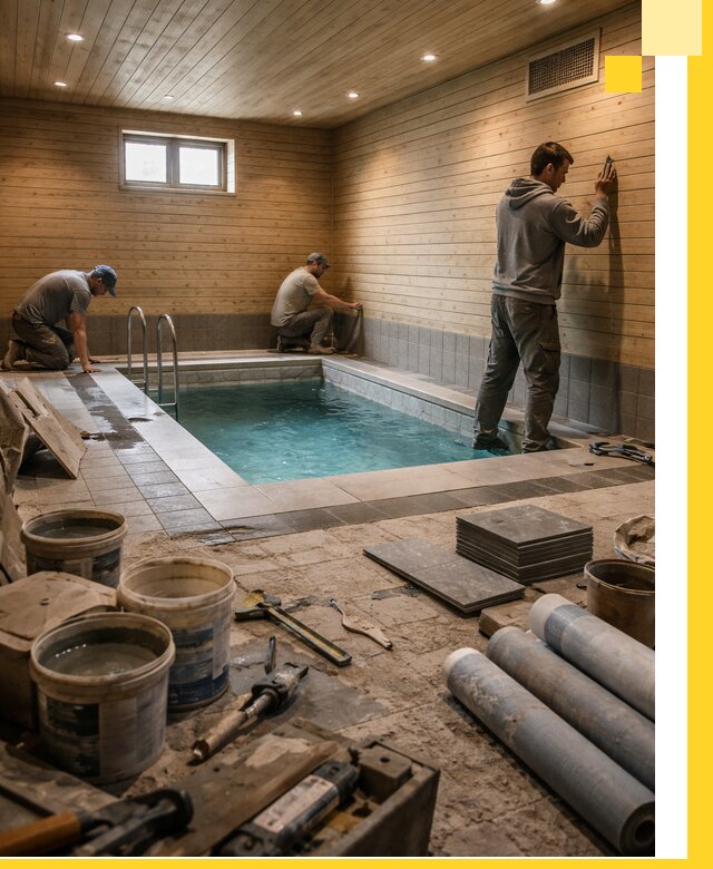 Строительство бани с бассейном и сауной под ключ в Куйбышеве