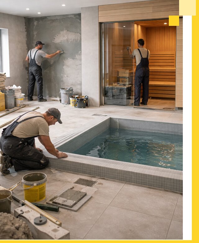 Проектирование и строительство сауны с бассейном в Куйбышеве