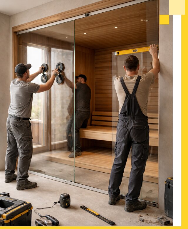 Производство и монтаж стеклянных саун под ключ в Куйбышеве