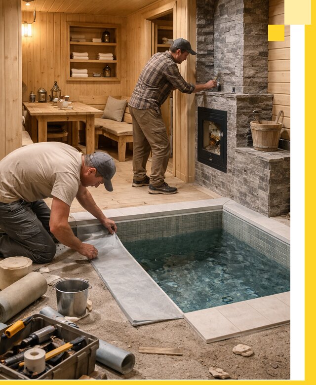 Строительство бань с комнатой отдыха под ключ в Куйбышеве