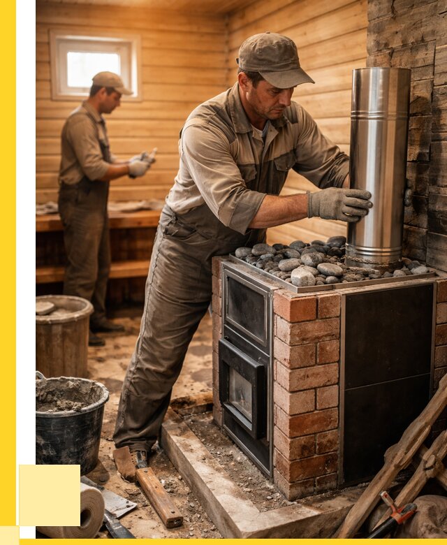 Монтаж печи в бане под ключ в Куйбышеве от 20738 р. | ЭриданКбш