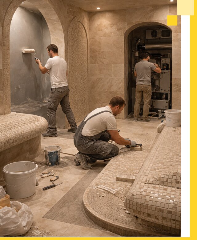 Строительство бани с хамамом и бассейном под ключ в Куйбышеве