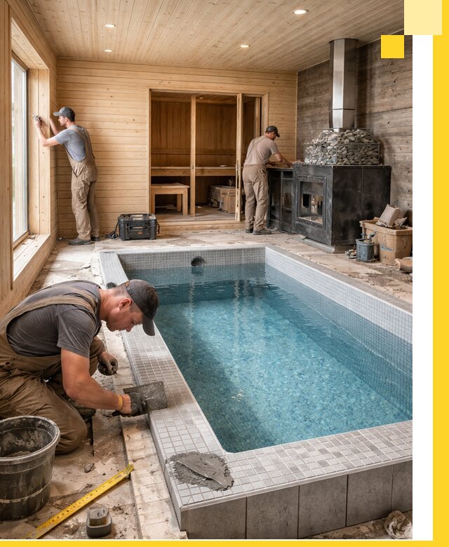 Проект бани с бассейном и сауной в Куйбышеве под ключ