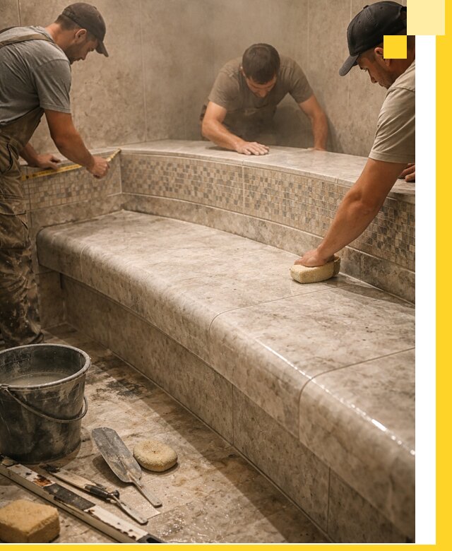 Изготовление и установка сидений для хамама в Куйбышеве