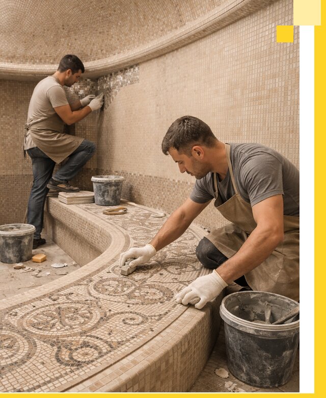 Плитка для хамама в Куйбышеве, укладка, подбор и поставка