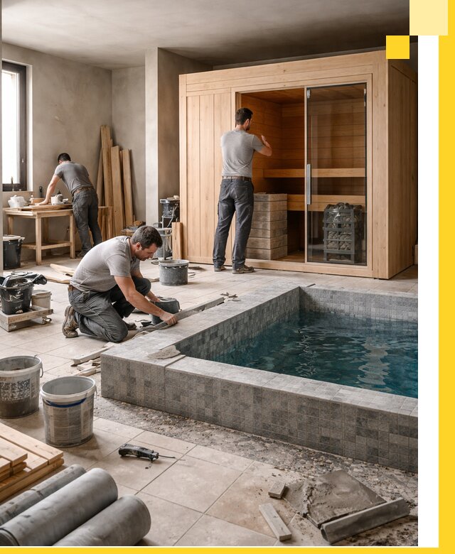 SPA зоны под ключ с бассейном сауной и печью в Куйбышеве